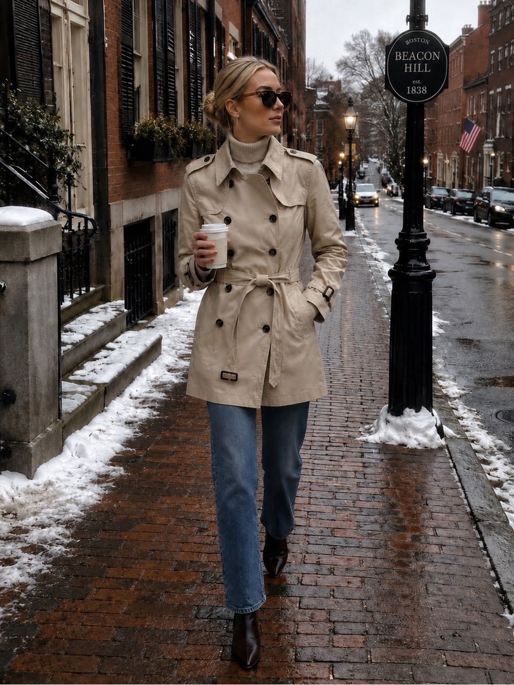 Banana Republic Women’s Beige Double-Breasted Trench Coat with Belt S